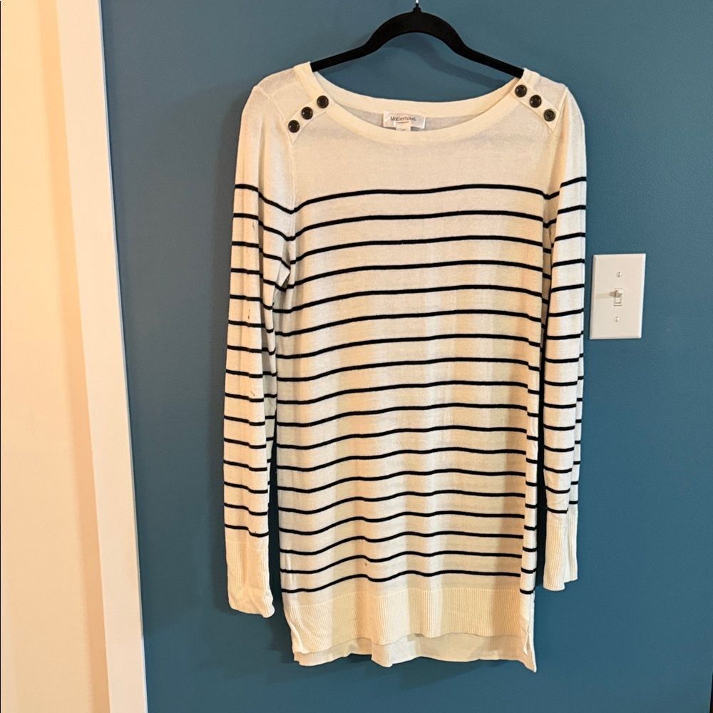 Motherhood Black and White Striped Long Sleeve Top